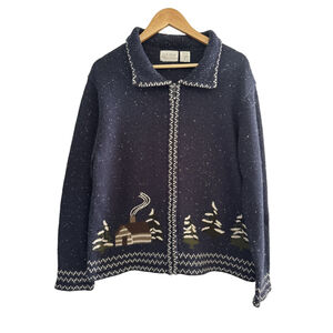Vintage Cabin Lodge Knit Zip Cardigan – Alpine Winter Sweater